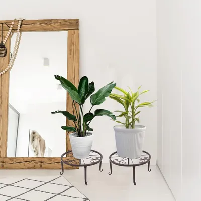 Immagine prodotto di Set di 4 supporti metallici per piante - Supporti in ferro per vasi da fiori - Adatti per interni ed esterni - Colore: bronzo
