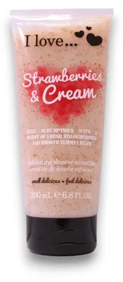 Productafbeelding van Lichaamspeeling met aardbeien- en slagroomgeur, 200 ml.