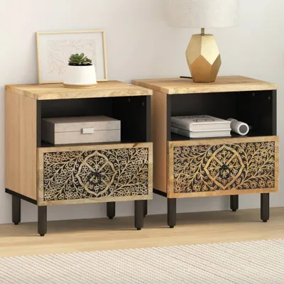 Produktbild von vidaXL Nachttische 2 Stk. 40x33x46 cm Massivholz Mango