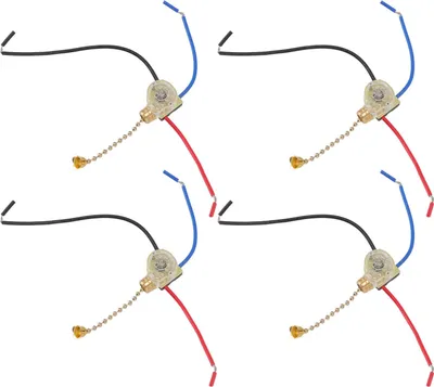 Zdjęcie produktu dla 4Pcs Przełącznik światła wentylatora sufitowego Zamiennik lampy Przełącznik łańcuchowy 3-przewodowy Przełącznik lampy wentylatora sufitowego 250V 125V