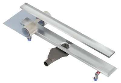 Produktbild von NORDONA Befliesbare Edelstahl Duschrinne 60cm Ablauf Mittig Abflussrinne Extraflache Ablaufgarnitur