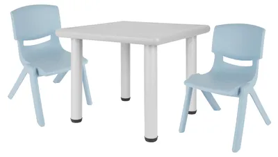 Produktbild von Bieco Kindertisch mit 2 Stühlen | Für Innen und Außen | Kindertisch mit Stühle Stapelbar & Kippsicher | Basteltisch Kinder Tisch Stuhl Set Maltisch für Kinder Sitzgruppe Kinder Tisch mit 2 Stühlen