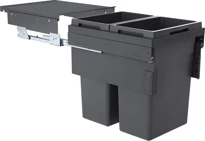 Image de Collecteur de déchets Hailo 3619751 CE Slide Euro-Cargo 2x 38 litres gris foncé