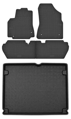 Image de Tapis en caoutchouc + bac de coffre pour Peugeot Partner II 2008-2018 (monospace/break) – 5 pièces, noirs, sur mesure