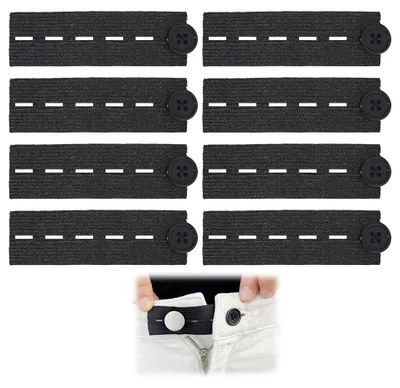 Hosenbundverlängerung 8-teilig, elastisch, 5 Knöpfe, schwarz