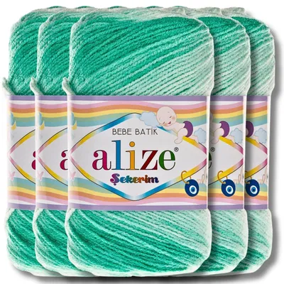 Productafbeelding van Alize 5x 100g Sucre Bebe Batik garen, met kleurverloop, geschikt voor breien en haken (6317)