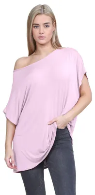 Productafbeelding van Janisramone, dames, nieuwe collectie: top met wijde mouwen, model "batwing", halterneck en losse pasvorm