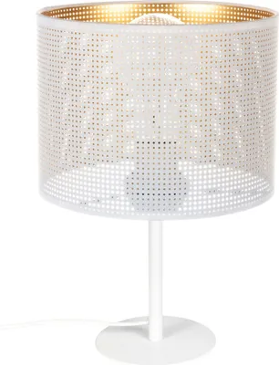 Produktbild von Nachttischleuchte Metall E27 Ø 20 cm 30 cm in Weiß Gold rund Tischlampe