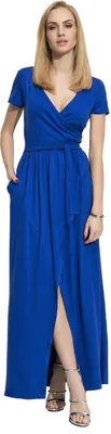 Produktbild von Damen Maxikleid mit V-Ausschnitt und Schlitz; Blau/S