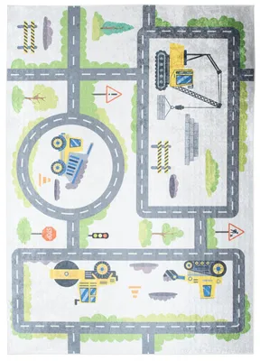 Produktbild von Mazovia Kinderteppich Straßen Bunt 160x230 cm Kurzflor Pflegeleicht Spielteppich für Kinderzimmer