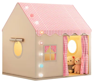 Immagine prodotto di Tenda da gioco 2-in-1, con tappetino, a quadretti rosa, per la cameretta dei bambini