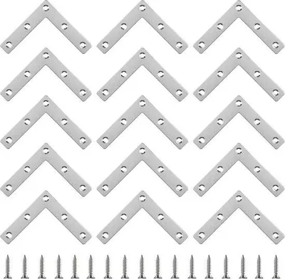 Obrázok produktu pre Rohový spojovací prvok 90 stupňov, nerezová oceľ, 80 x 80 mm, strieborný, 20 ks