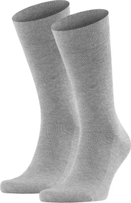 Produktbild von FALKE Herren Socken 2er Pack - Sensitive London, Strümpfe, Uni, Baumwollmischung Grau 47-50