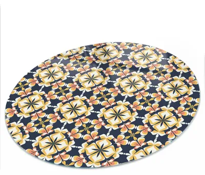 Produktbild von Bedruckte Glas Tischplatte fi90 cm – Glas Tischplatte Küche – Tischplatte aus Sicherheitsglas – Glasplatte für Küchentisch – Moderne Tischplatte Glas – Dekorative Glastischplatte – Pflegeleichte Tischplatte Küche – Blumensymmetrie, KI-generiertes Bild