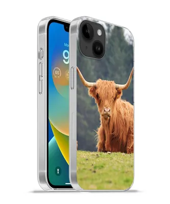 Produktbild von MuchoWow® Handyhülle Schutzhülle Hülle für Apple iPhone 14 Plus - Soft case Schottische Highlander - Gras - Wald Silikon Softcase Handy Hülle - Abbildung