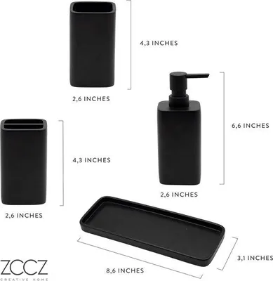 Image de Ensemble d'accessoires de salle de bain, 4 pièces, distributeur de savon, porte-savon