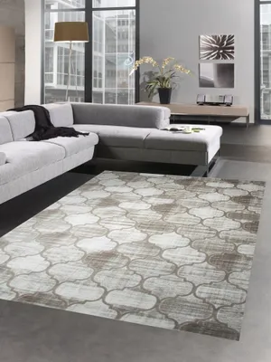 Zdjęcie produktu dla Nowoczesny dywan z krótkim włosiem dywan do salonu beżowy brązowy marokański wzór rozmiar - 120x170 cm