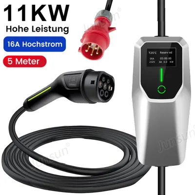 Immagine prodotto di 11KW ev Charginger 6-16A EVSE EU Cavo di ricarica EV Type2 caricatore portatile Box ev charger 5m