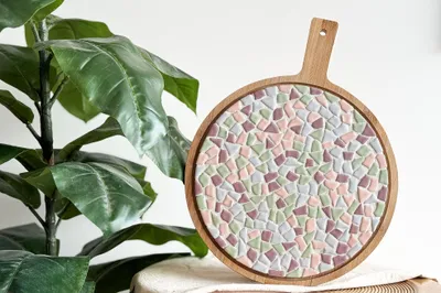 Image de Kit de bricolage mosaïque - Plateau de service rond – Mélange pastel