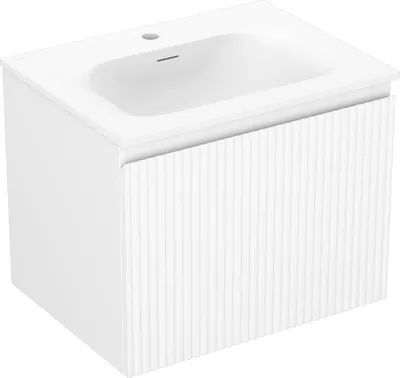 Zdjęcie produktu dla Mexen Rivel szafka łazienkowa 60 cm z umywalką Vela, 1 szuflada, ryflowana , biała mat - 91A20-06047-1-BF01-W23M01