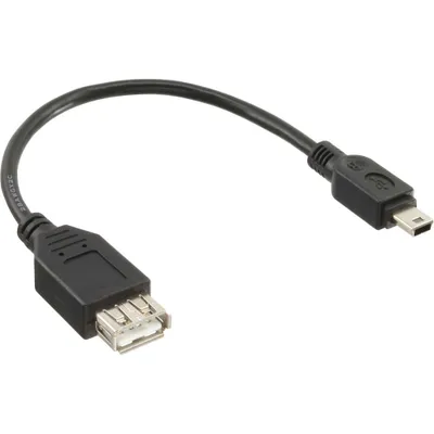Produktbild von InLine USB 2.0 Adapterkabel, Buchse A auf Mini-5-pol. Stecker, 0,2m, 0,2 m, Mini-USB B, USB A, USB 2.0, Stecker/Buchse, Schwarz