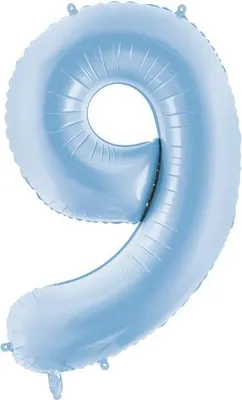 Produktbild von Folienballon Zahl „9“, 86cm, nebelblau