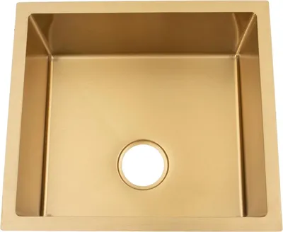 Produktbild von Küchenspüle - Spülbecken 50 x 45 cm - Einzelbecken - Edelstahl - Ohne Armatur - Mit Ablauffilter - Gold