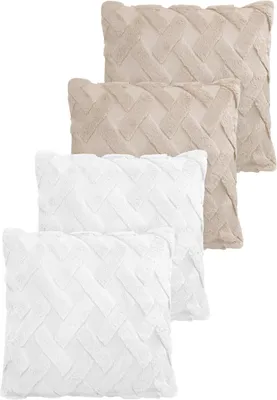 Produktbild von 4er Set Dekorative Kissenbezüge aus kuschelig weichem Teddy-Fleece 45x45 cm