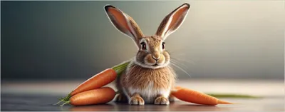 Produktbild von Wallario Wandbild aus Acryl, 125 x 50 cm, freischwebende Optik - Flauschiger Hase mit Möhren