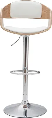 Produktbild von Miliboo - Design-Barhocker EUSTACHE höhenverstellbar weiß und helles Holz