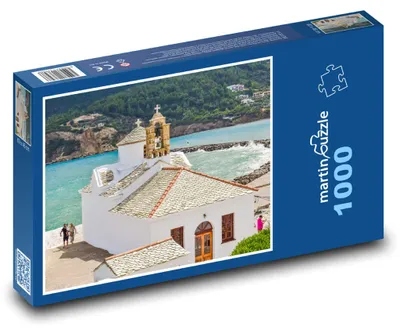 Obrázek produktu pro Puzzle 1000 Řecko - Skopelos, Kostel u Moře - martinpuzzle