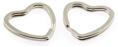 Produktbild von Vintageparts Schlüsselringe Herz Metalllegierung silberfarben 31mm, 2 Stück