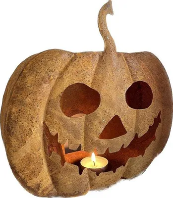 Image de Grande lanterne en métal en forme de citrouille, Halloween