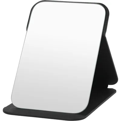 Productafbeelding van Make-up spiegel, inklapbaar, draagbaar, HD-glas, Polyurethanleer, zwart, 16 x 11 cm