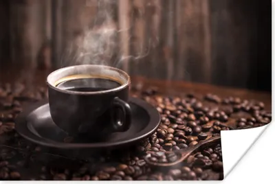 Produktbild von MuchoWow® Poster Kaffee - Heiß - Kaffeebohnen 120x80 cm - Bilder