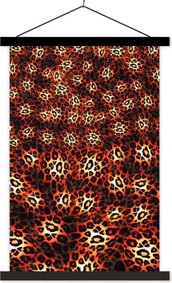 Produktbild von MuchoWow® Textilposter Leopard - Muster - Rot 40x60 cm mit schwarzem Rahmen - Wanddekorationen