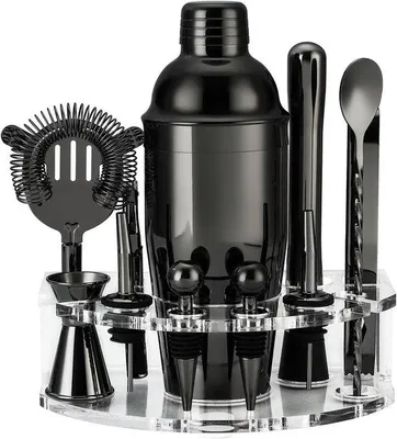 Produktbild von Famanu Cocktailshaker Set mit Ständer - 12-teiliges Barzubehör und Rezepte für Zuhause