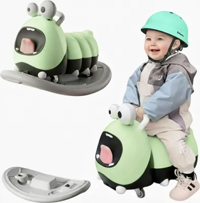 Produktbild von Kidiyana Kinder Rutschfahrzeug Grün + Kinderhelm Grün – 2in1 Sicherheits-Set – Rutschauto mit Schutzhelm für Jungen & Mädchen – ab 10 Monate