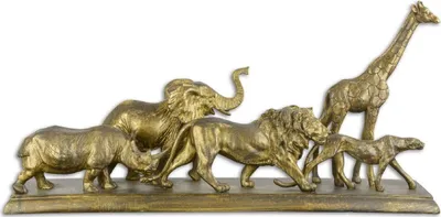 Produktbild von Casa Padrino Deko Skulpturen Tiere Afrikas Antik Gold 68 x 15,2 x H. 32,8 cm - Polyresin Dekofiguren - Wohnzimmer Deko