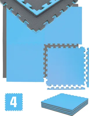 Zdjęcie produktu dla 2 cm grubości: 1m² mata fitness do ochrony podłogi - 4 maty sportowe 50 x 50 Wady wizualne