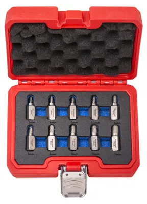 Immagine prodotto di Set di estrattori per viti svitate, rotte e danneggiate - 10 pezzi, argento - kit di rimozione con punte per trapano, estrattori, Quatros