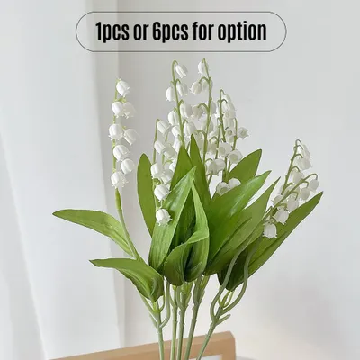 Image de 6 fleurs artificielles, muguet, Convallaria majalis, fleurs de mariage pour la décoration du bouquet de la mariée