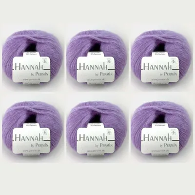Obrázok produktu pre 6x Hannah by Permin – Luxusná priadza z merino vlny, hodvábu a kašmíru (10 fialových)