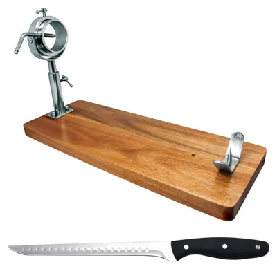 Schinkenhalter drehbar mit Teleskopkopf und Messer