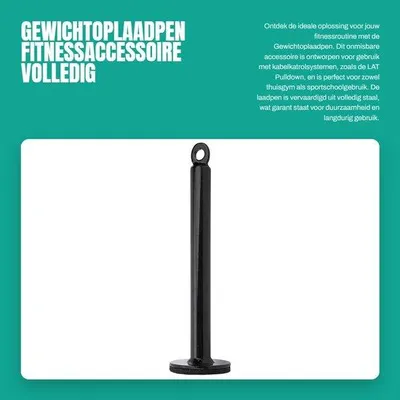 Productafbeelding van Gewichtoplaadpen 100 kg - Laadpen - Roestvrij staal - Fitnessaccessoire - Halterschijf - Gloednieuw