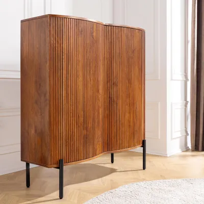 Produktbild von riess-ambiente Highboard GRANDEUR 120cm braun schwarz massives Mangoholz Metall