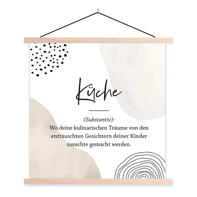 Produktbild von MuchoWow® Textilposter Zitate - Küche - Definition der Küche - Wörterbuch - Sprichwörter 40x40 cm mit holzfarbenen Rahmen - Posterleiste