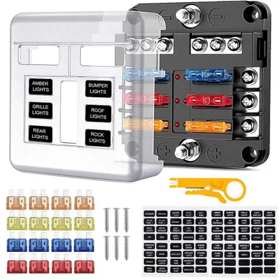 Sicherungskasten 6-fach mit LED-Anzeige, 12-32V DC, 16 Sicherungen