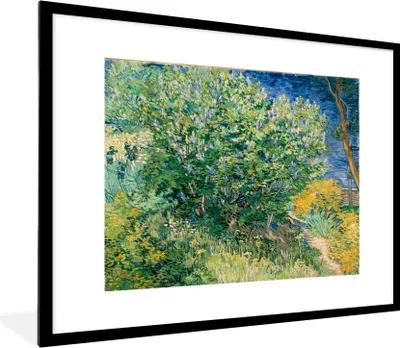 Produktbild von MuchoWow® MuchoWow® Gerahmtes Poster Die Büsche bei Arles - Vincent van Gogh 80x60 cm - Poster mit zchwarzem Bilderrahmen - Schlafzimmer-Dekorationen - Fotoposter
