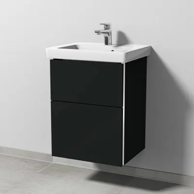 Immagine prodotto di Mobile Sanipa a 3 cassetti per lavabo da appoggio in Vetroceramica Subway 2.0, 50 cm, con 2 cassetti estraibili dotati di maniglie a listello